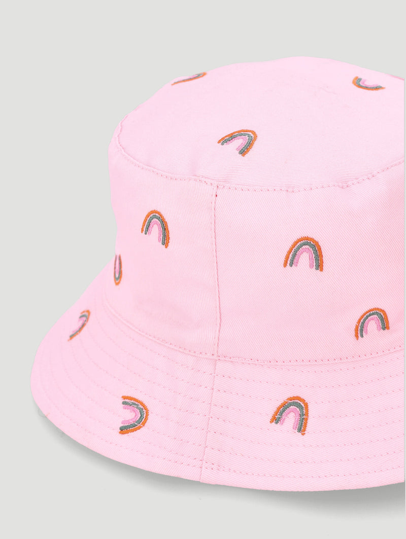 Pre-Girls Rainbow Print Bucket Hat - Pink