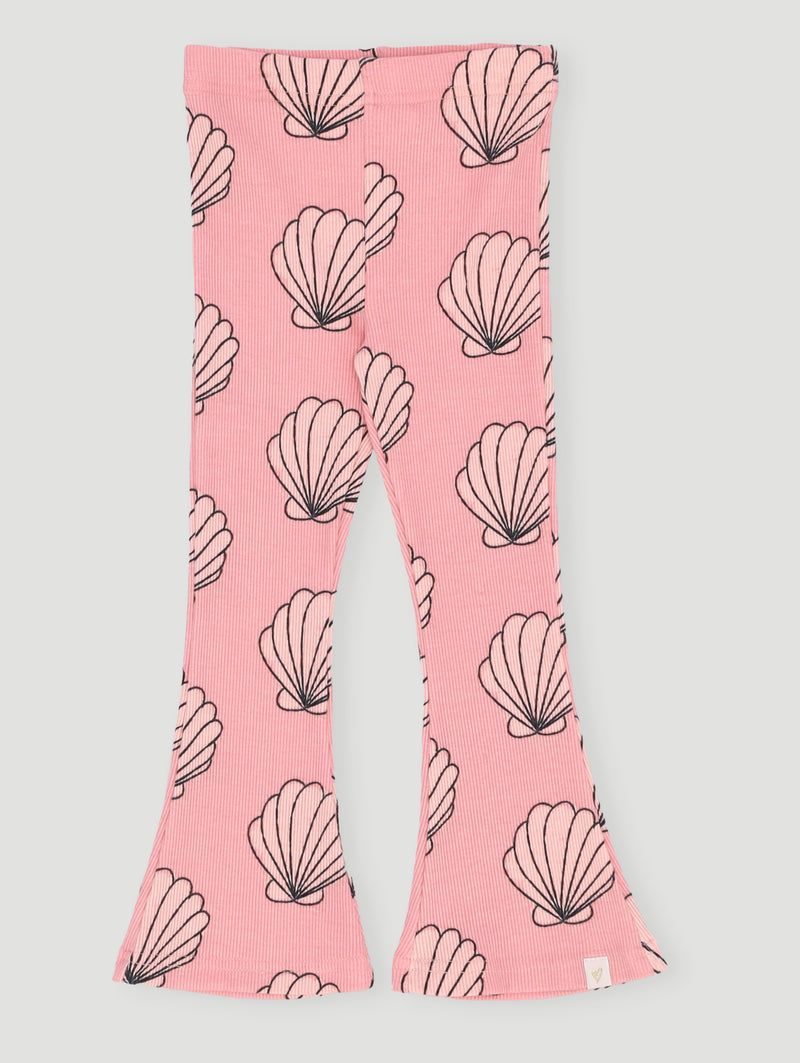 Pre- Girls Aop Shell Rib Flare Leg - Coral