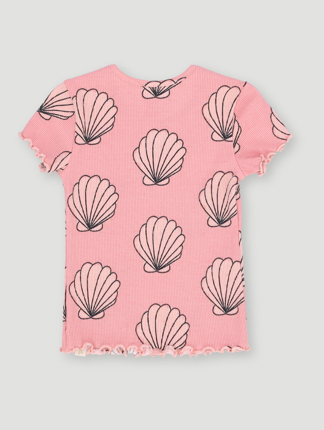 Pre- Girls Aop Shell Rib Tee - Coral