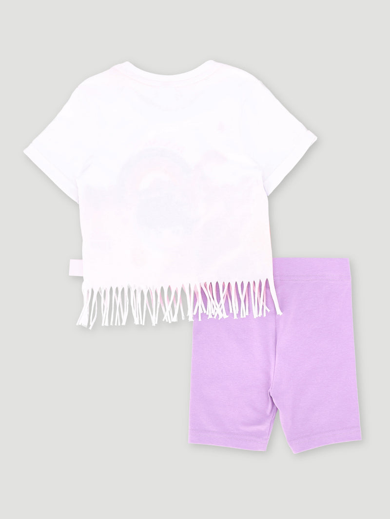 Pre-Girls Danasoli Tassel Top & Cycle Short Set - White