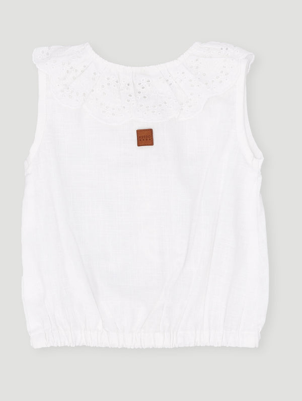 Keedo Baby Girls Anglaise Fashion Top - White