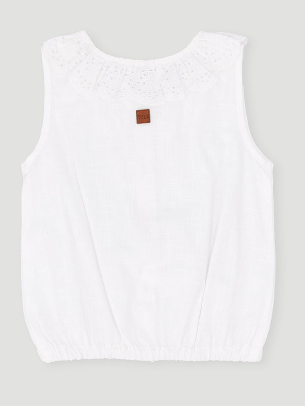 Keedo Girls Anglaise Fashion Top - White