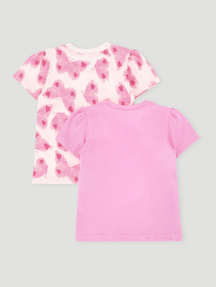 Pre-Girls 2 Pack Butterfly Tees - Pink