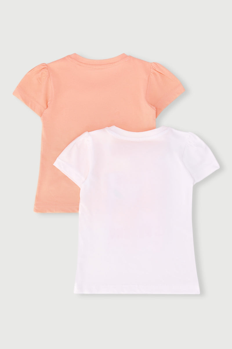 Pre-Girls 2 Pack Papaya Tee - Peach