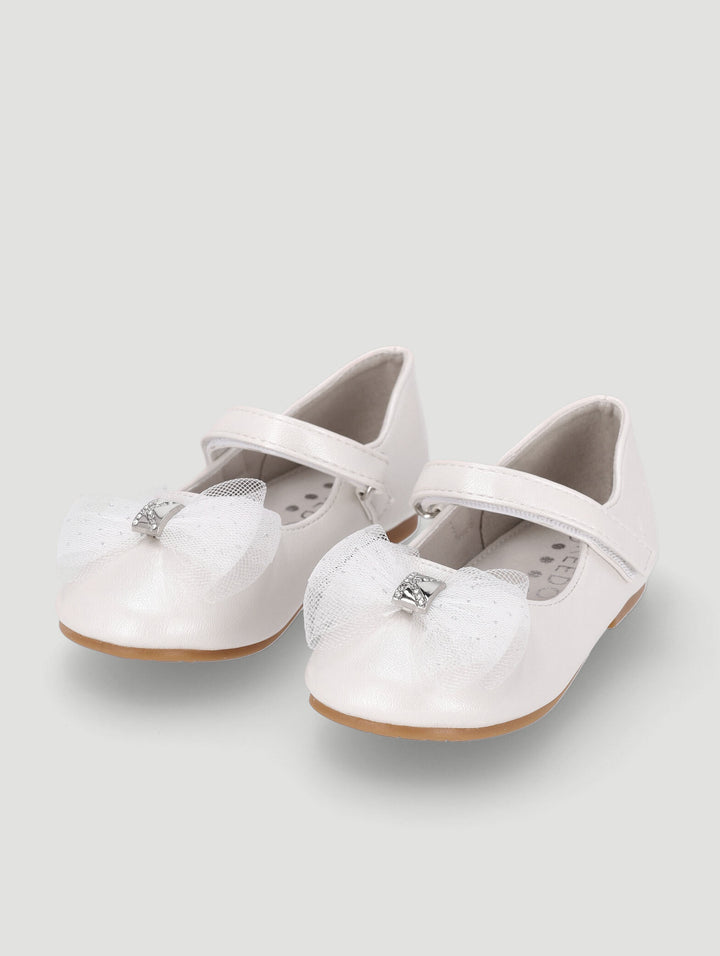 Pre-Girls Keedo Girls Shimmer Bow Pump - Cream