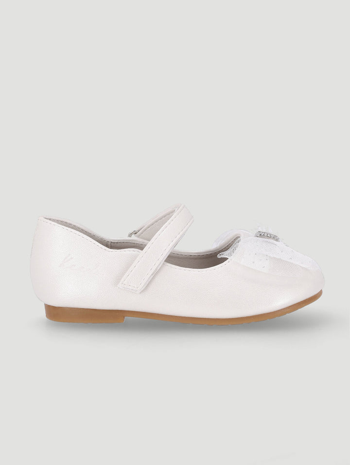 Pre-Girls Keedo Girls Shimmer Bow Pump - Cream