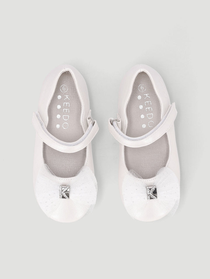 Pre-Girls Keedo Girls Shimmer Bow Pump - Cream