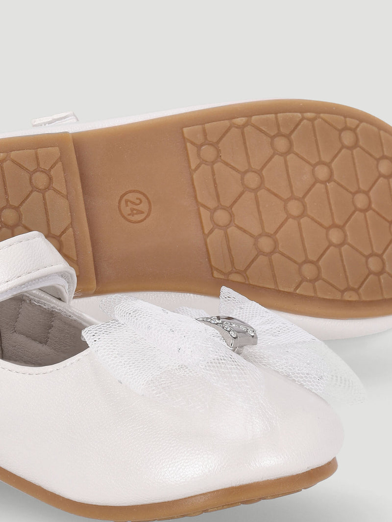 Pre-Girls Keedo Girls Shimmer Bow Pump - Cream