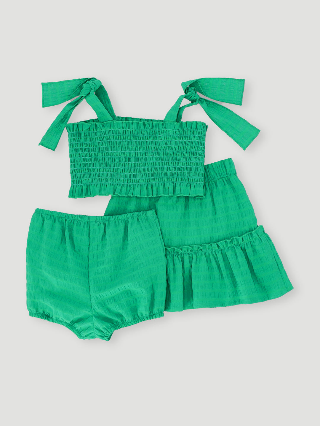 Baby Girls Anglaise Skirt With Bloomers Set  - Green