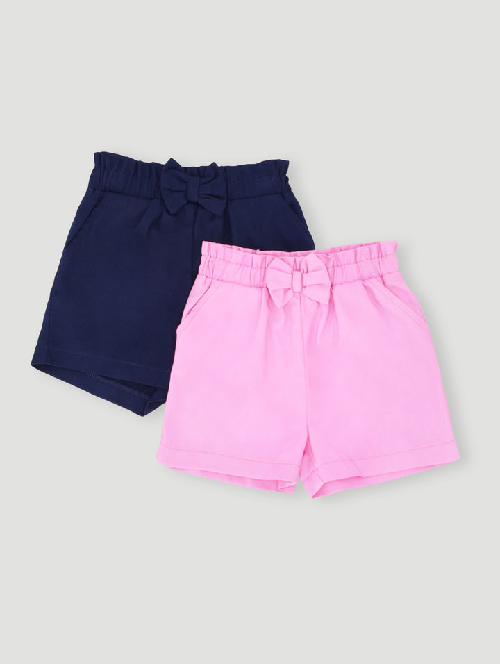 Baby Girls 2 Pack Twill Short - Navy Multi