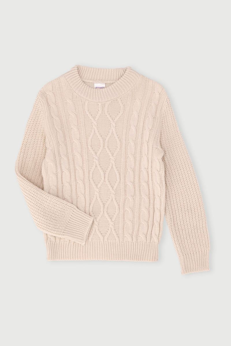 Pre-Boys Cable Knit Pullover - Stone