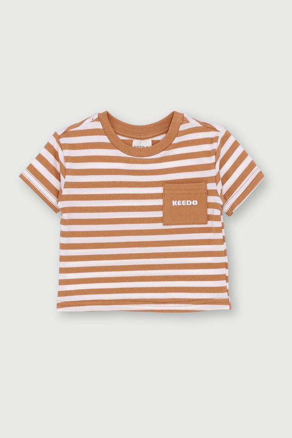 Keedo Baby Boys Stripe Fashion Tee - Biscuit