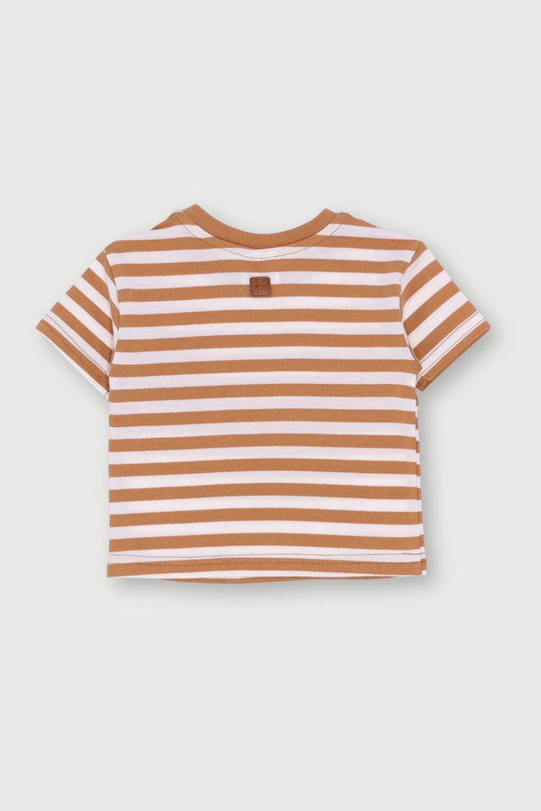 Keedo Baby Boys Stripe Fashion Tee - Biscuit