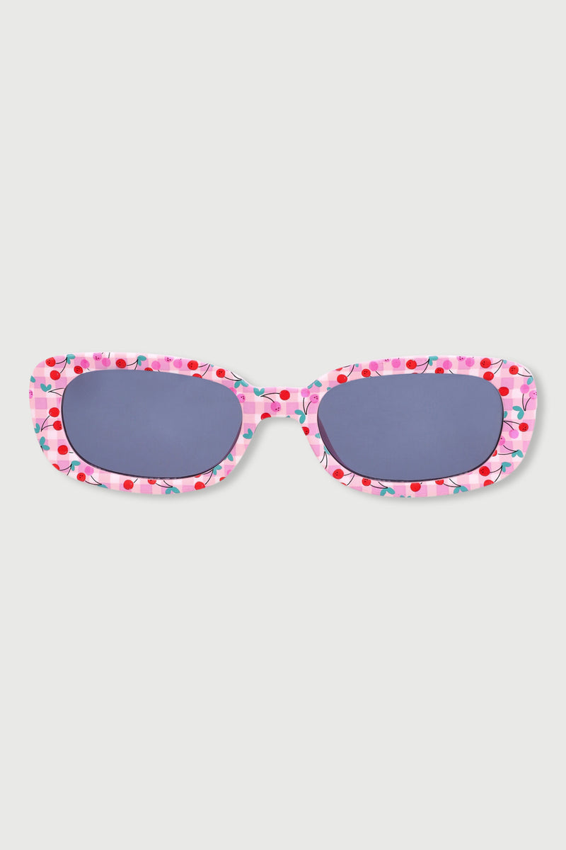 Girls Rectangle Cherries Sunnies - Pink