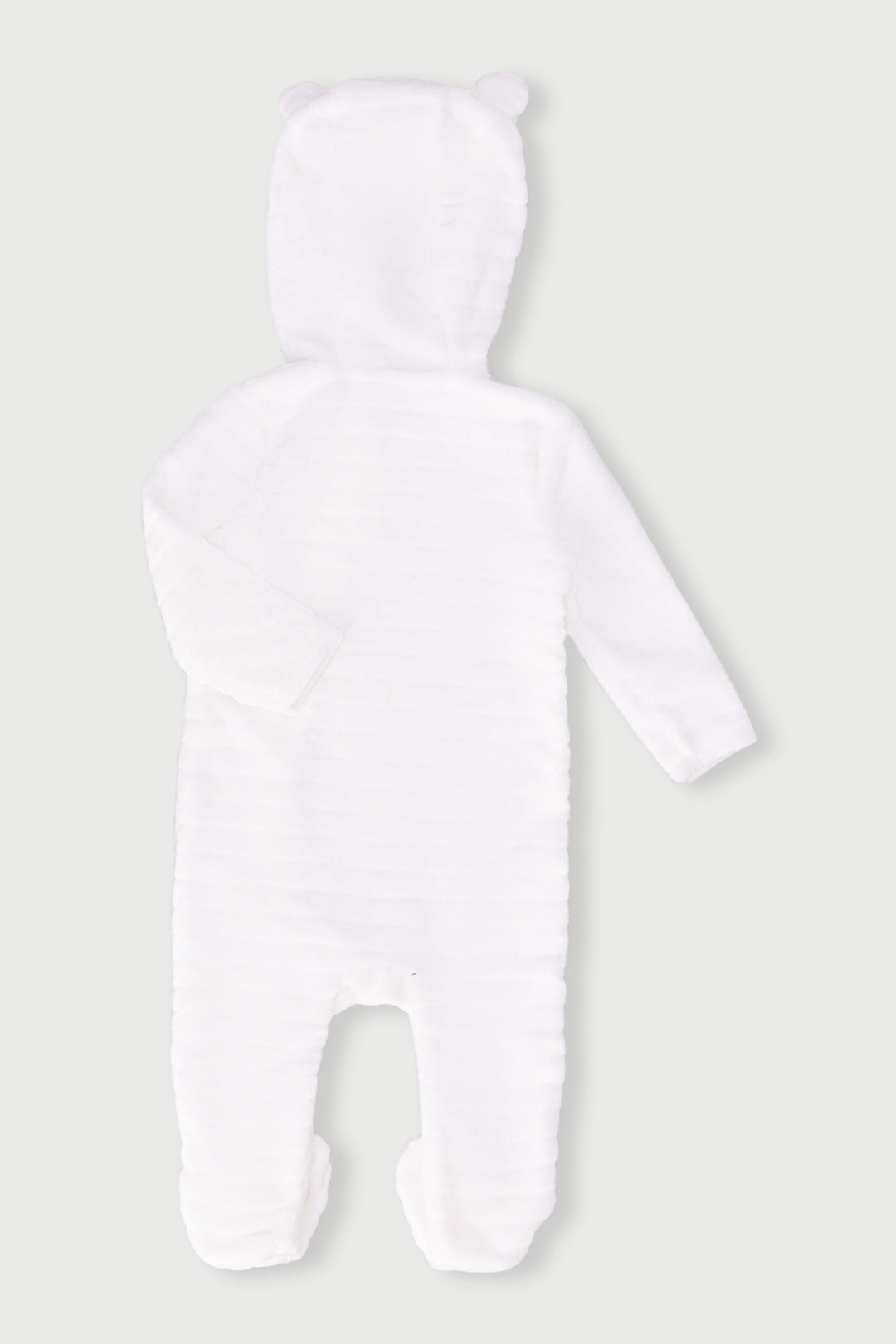 Baby Boys Embossed Hooded Babygrow - White