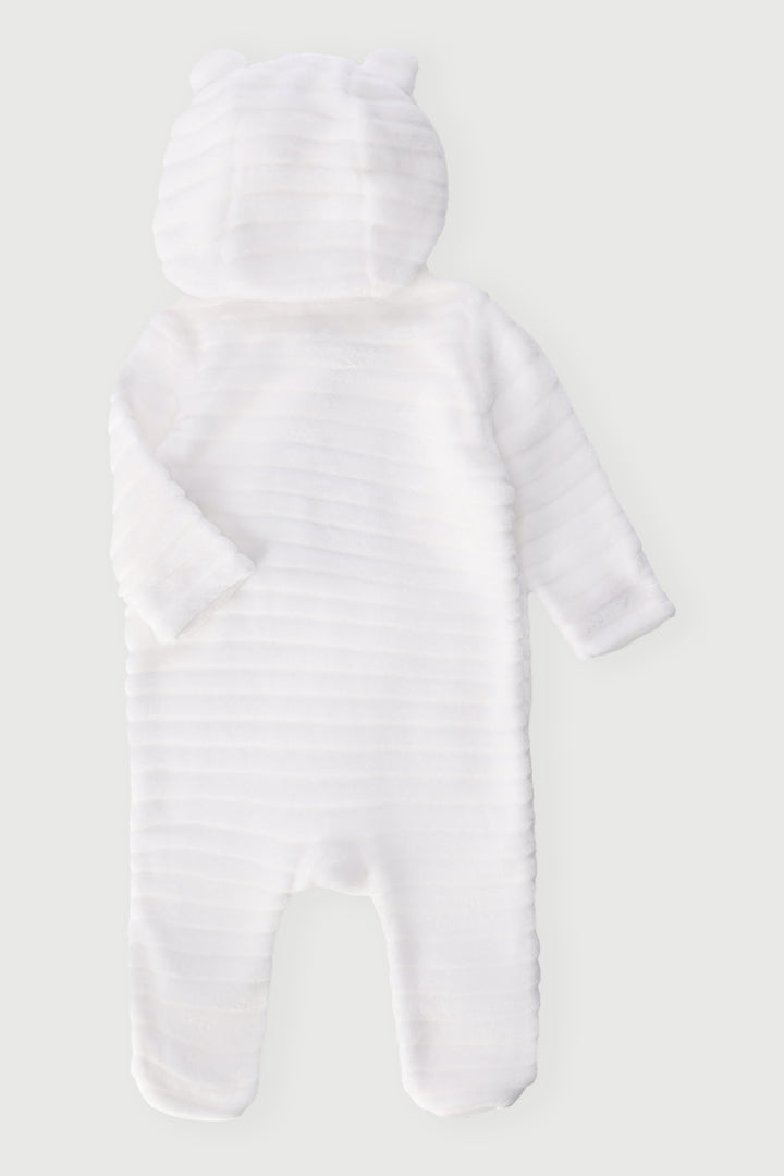 Baby Boys Embossed Hooded Babygrow - White