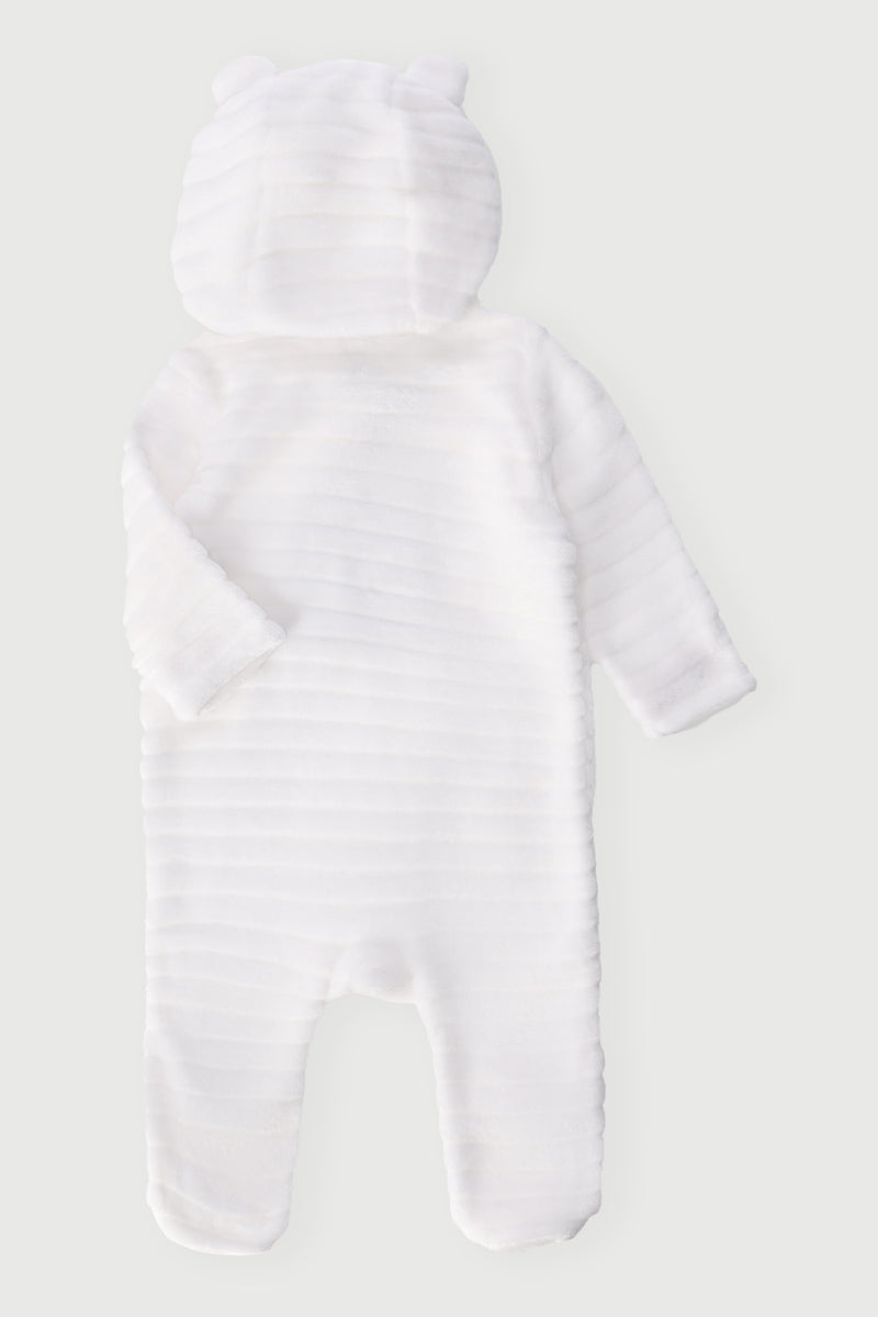 Baby Boys Embossed Hooded Babygrow - White