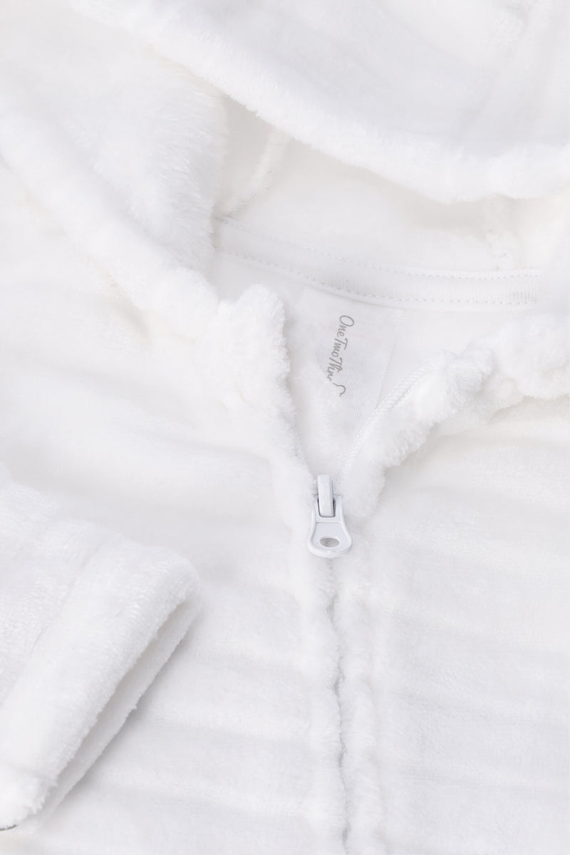 Baby Boys Embossed Hooded Babygrow - White