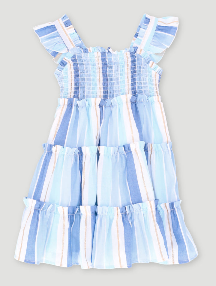 Pre-Girls Stripe Tiered Dress - Blue