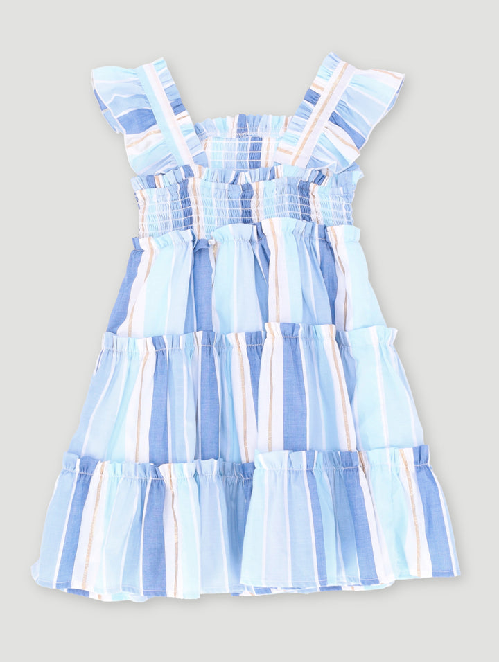 Pre-Girls Stripe Tiered Dress - Blue