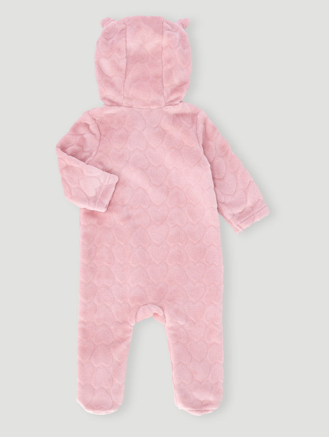 Baby Girls Embossed Hooded Babygrow - Pink