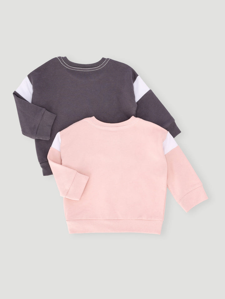Baby Girls 2 Pack Sporty Sweat Top - Marble Charcoal