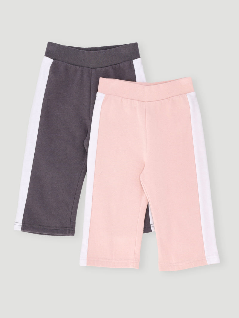 Baby Girls 2 Pack Sporty Jogger - Marble Pink/Charcoal