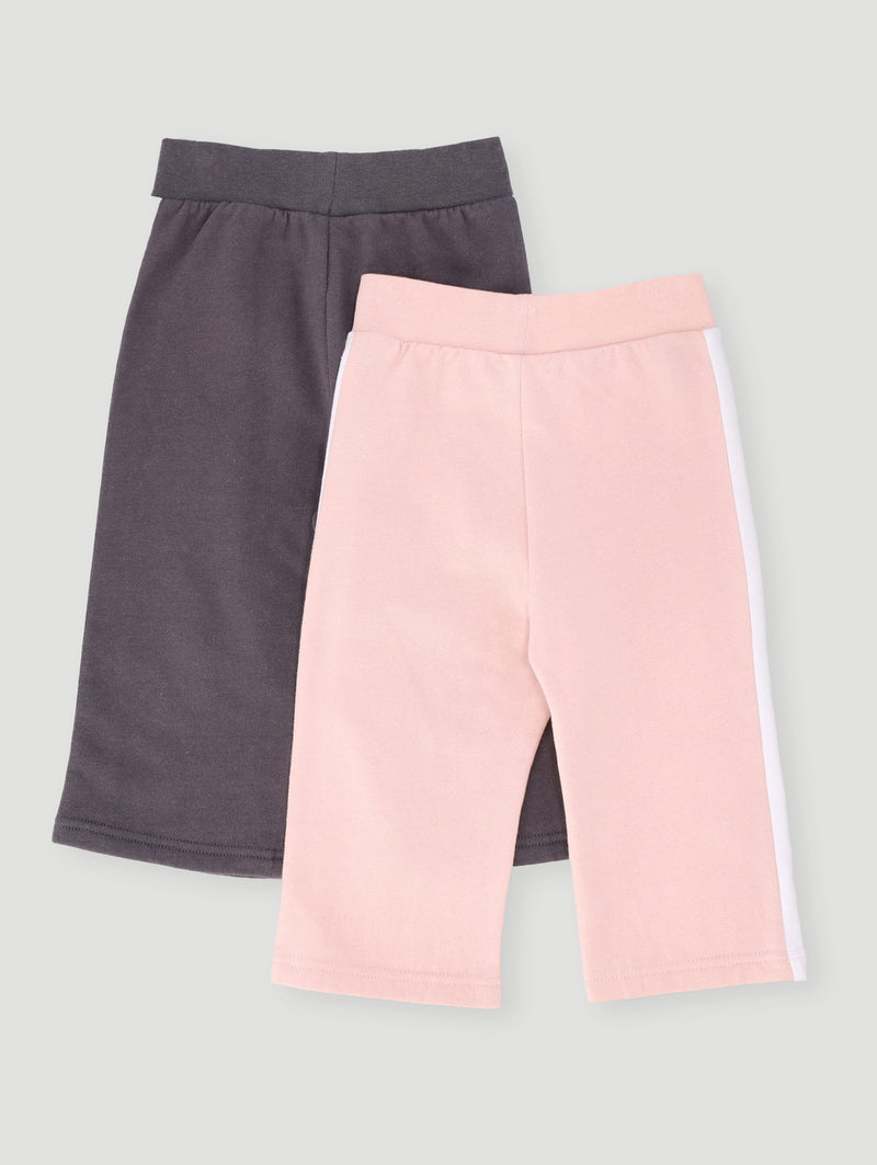 Baby Girls 2 Pack Sporty Jogger - Marble Pink/Charcoal