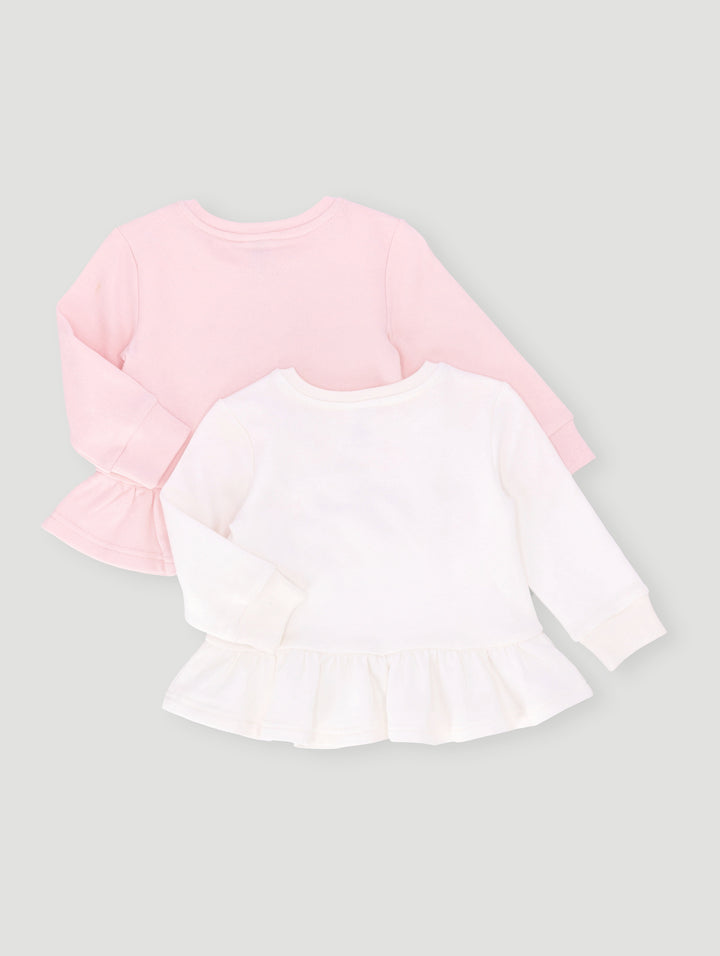 Baby Girls 2 Pack Unicorn Sweat Top - Off White