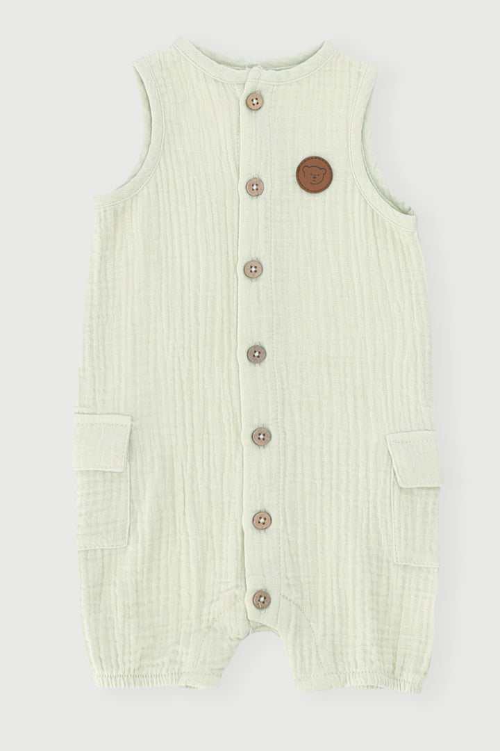 Baby Boys Crinkle Cotton Romper - Sage