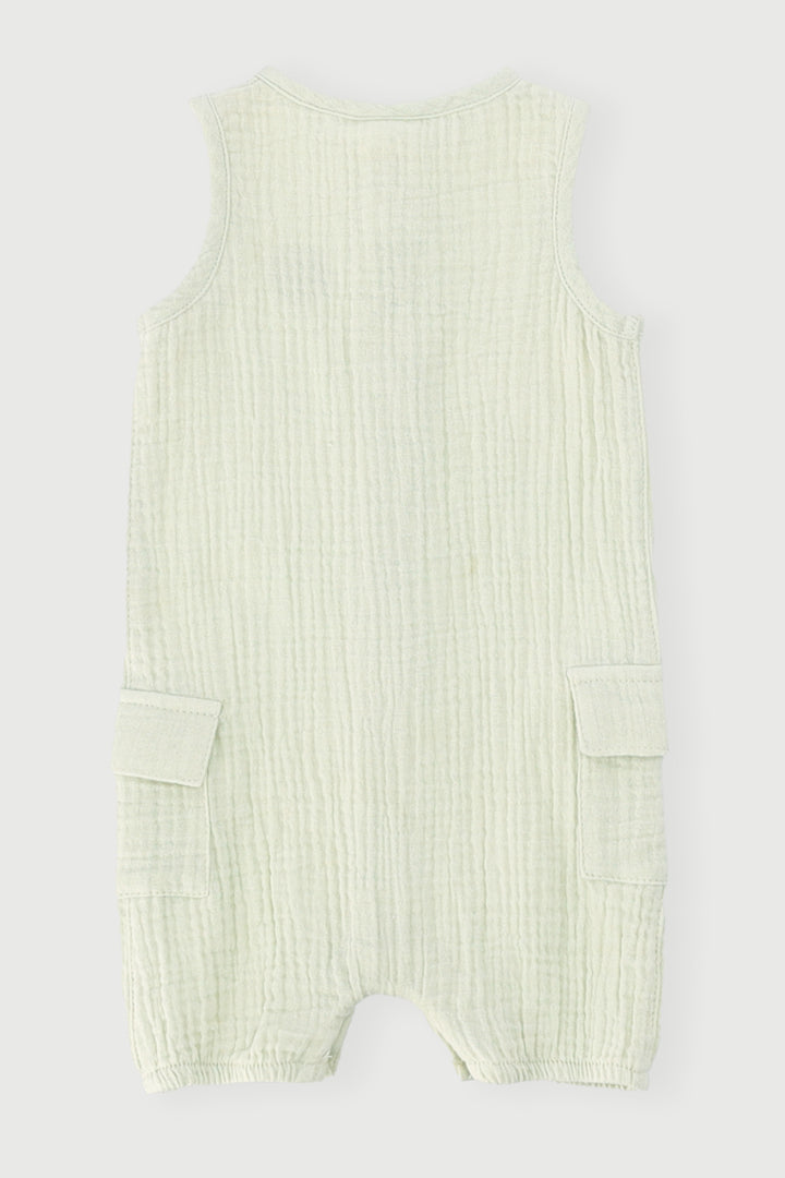 Baby Boys Crinkle Cotton Romper - Sage