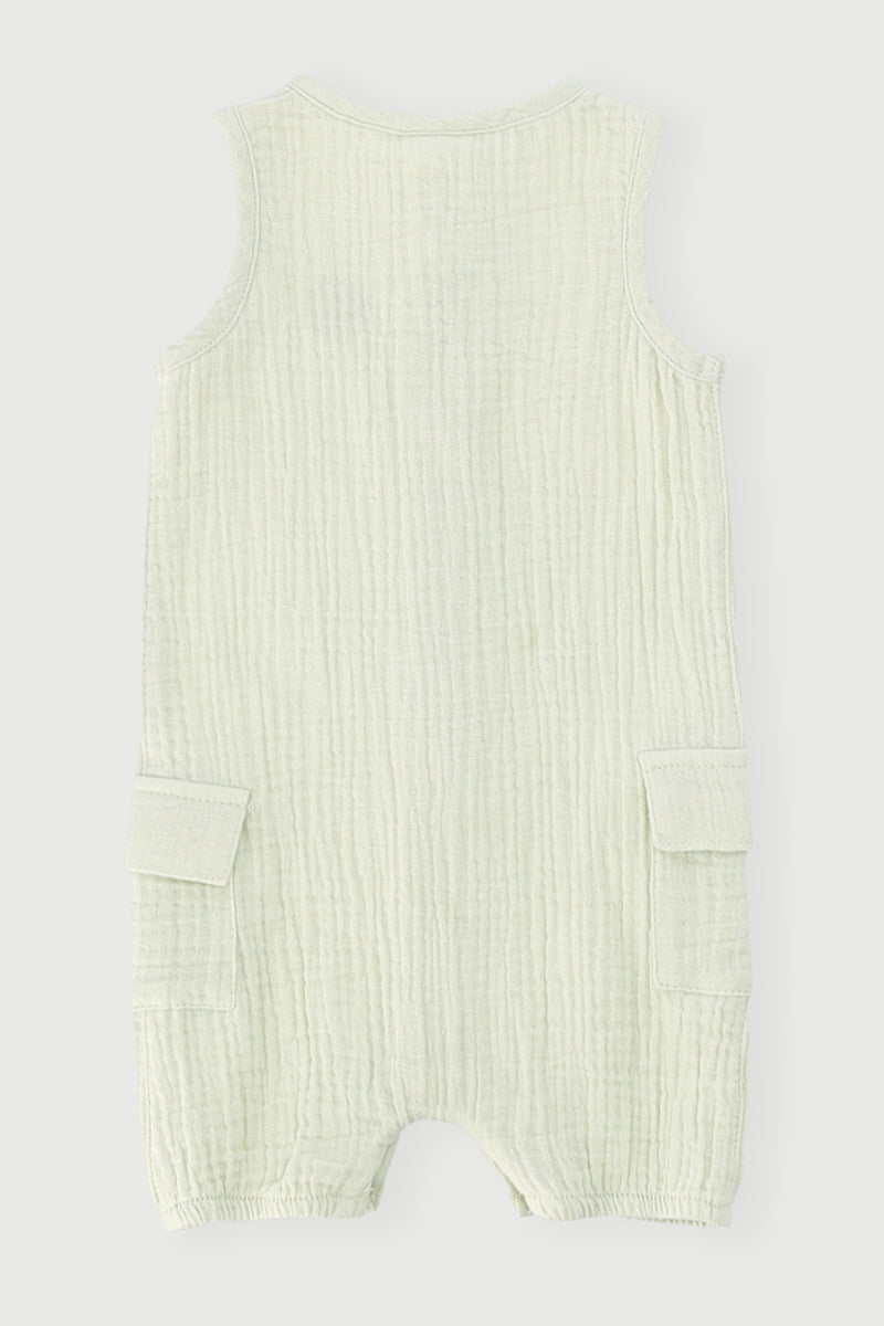 Baby Boys Crinkle Cotton Romper - Sage
