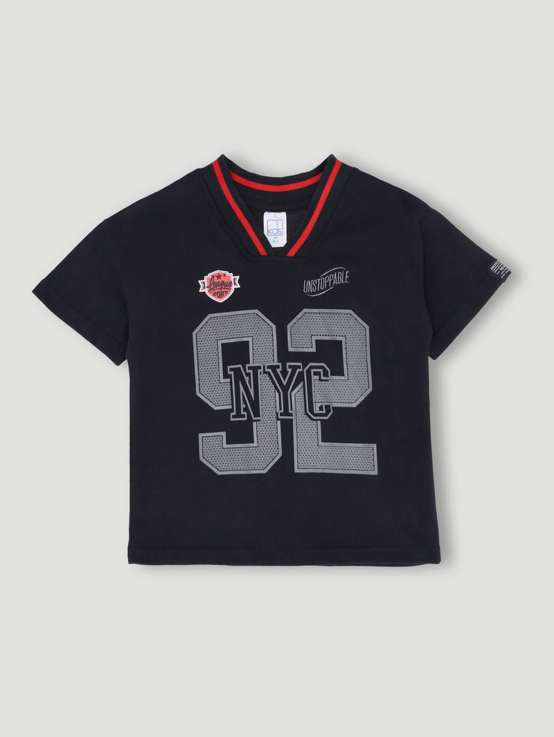 Pre- Boys Short Sleeve Football Tee - Black