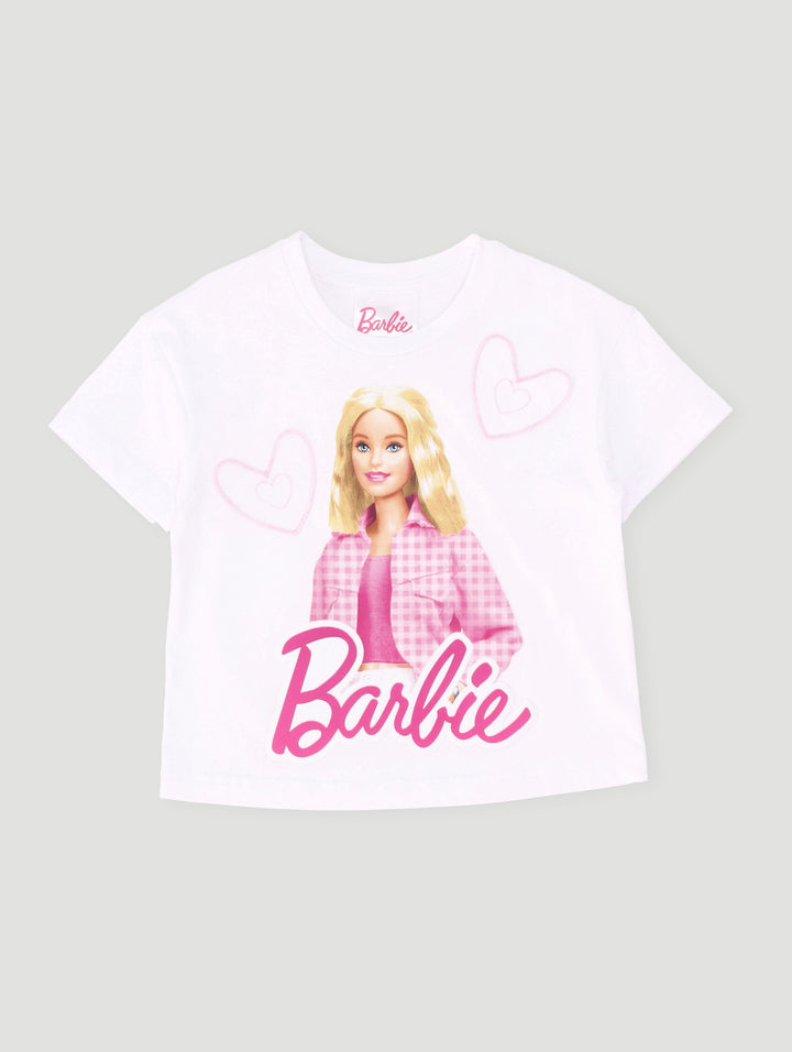 Pre-Girls Barbie Organza Heart Tee - White