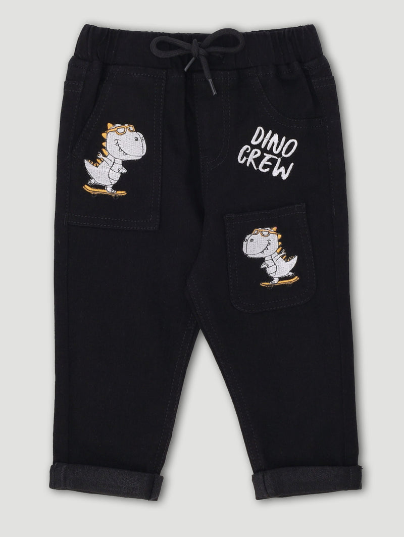 Baby Boys Dino Embroidered Demin - Black