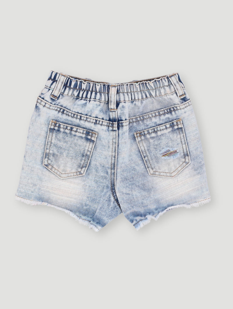 Pre- Girls Colour Thread Shorts - Denim