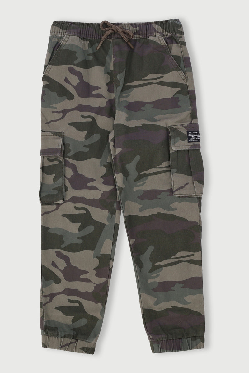 Pre-Boys Camo Twill Pants - Green