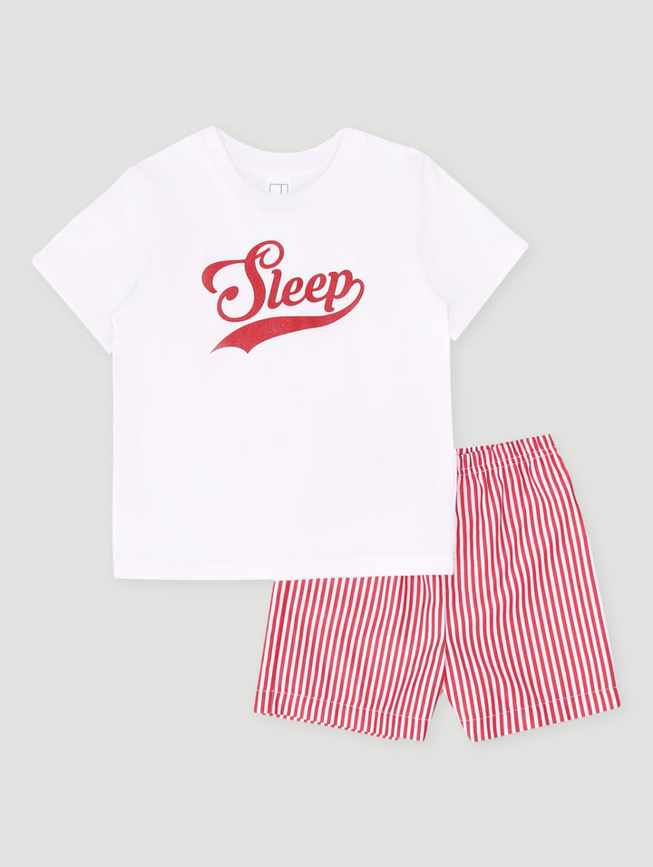 Pre-Boys Short Sleeve Sleep Set - Red/White