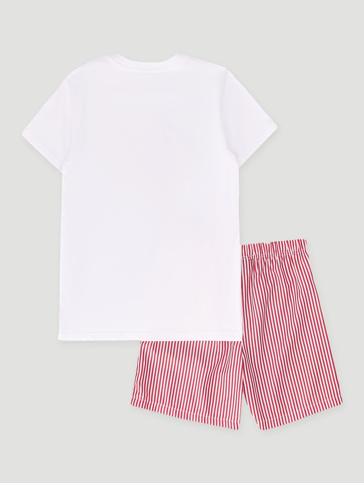 Boys Short Sleeve Sleep Set - Red/White