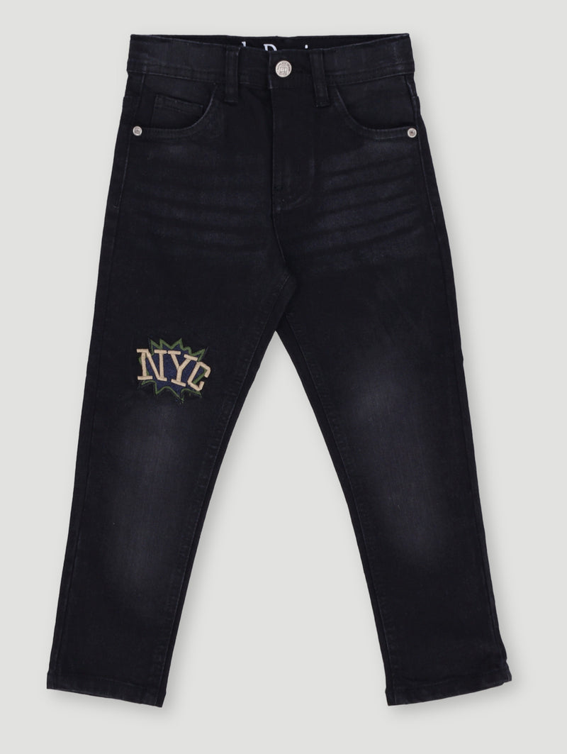 Pre- Boys Fashion Badge Denim - Black