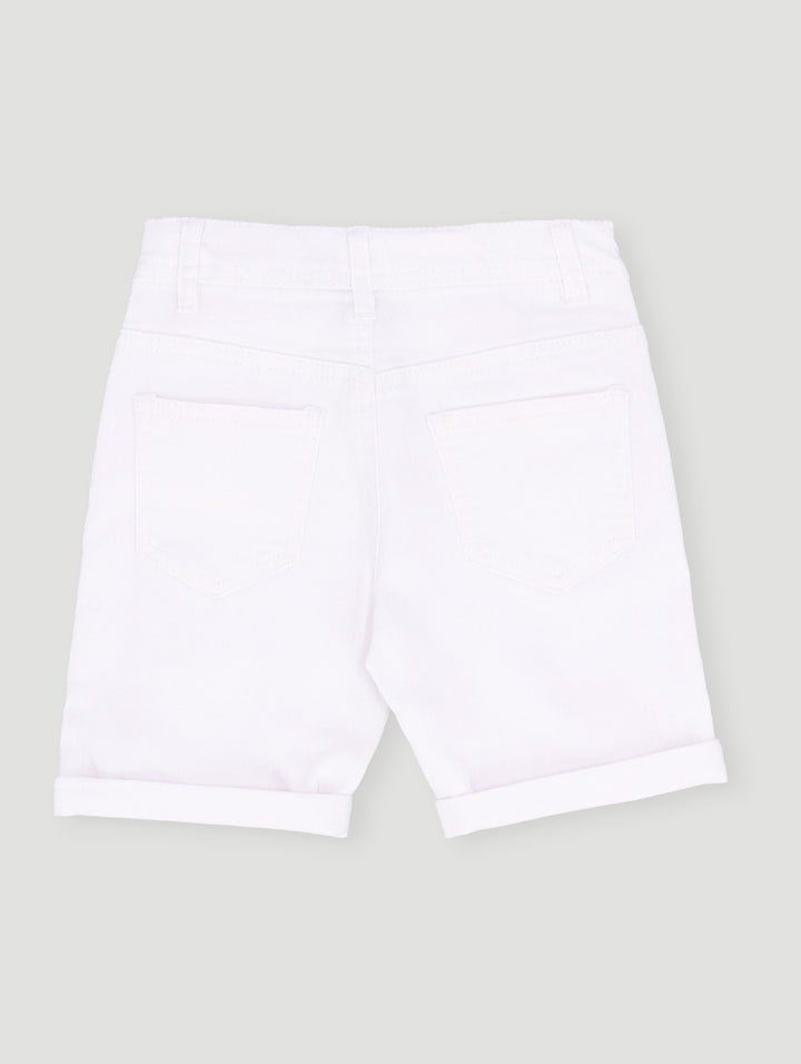 Pre- Boys Rip Denim Short - White
