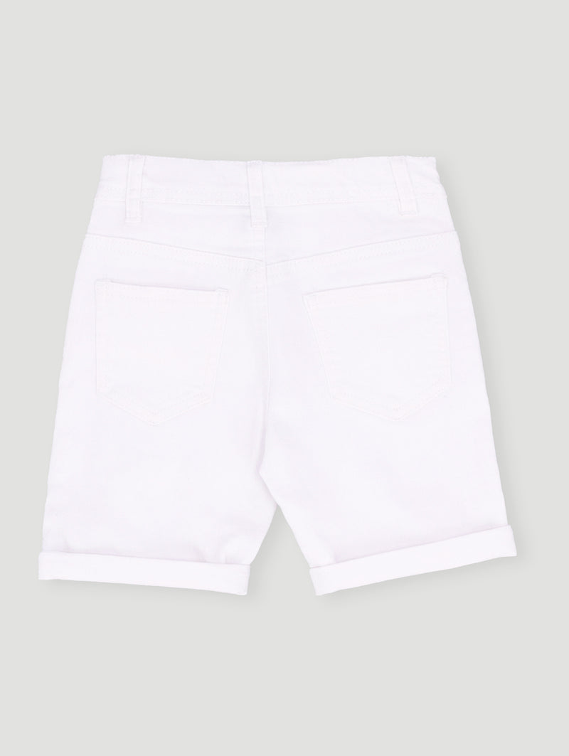 Pre- Boys Rip Denim Short - White