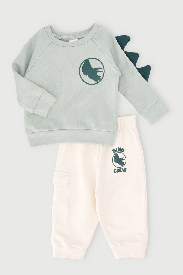 Baby Boys Dino 3D Spikes Tracksuit - Swamp Green