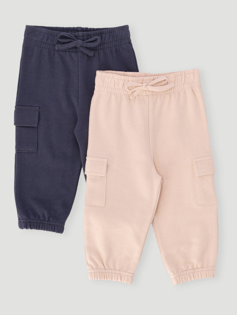 Baby Boys 2 Pack Utility Jogger - Cream/Grey