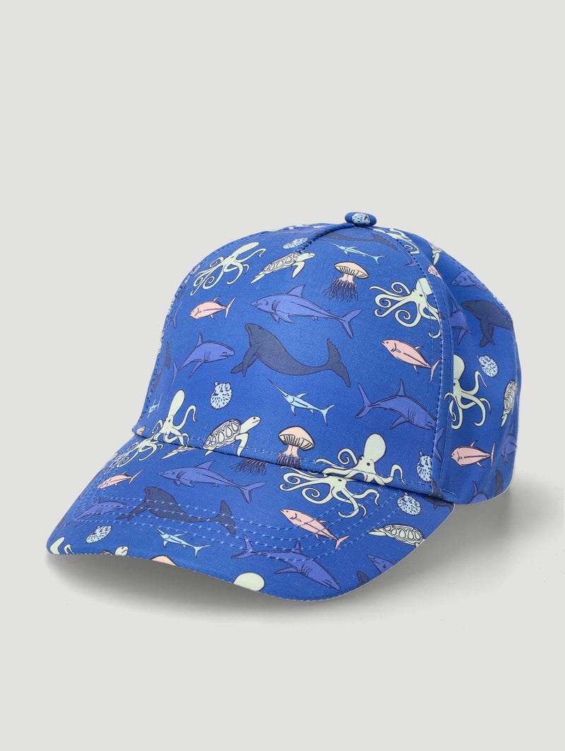 Pre-Boys Sea Creatures Cap - Blue