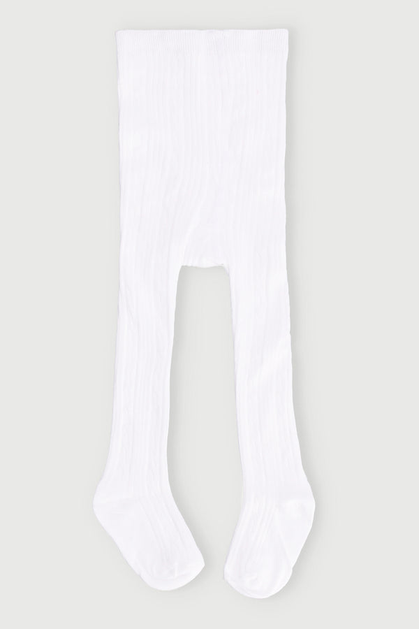 Keedo Girls Textured Knit Stockings - White