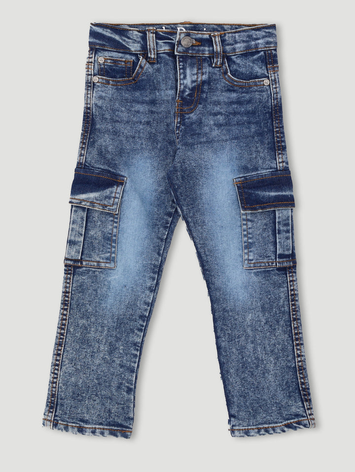 Pre-Boys Cargo Denims - Dark Blue