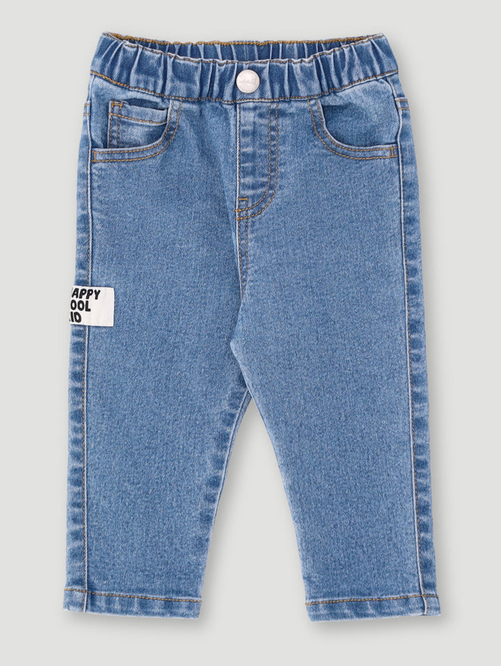 Baby Boys Plain Woven Badge Denim - Denim