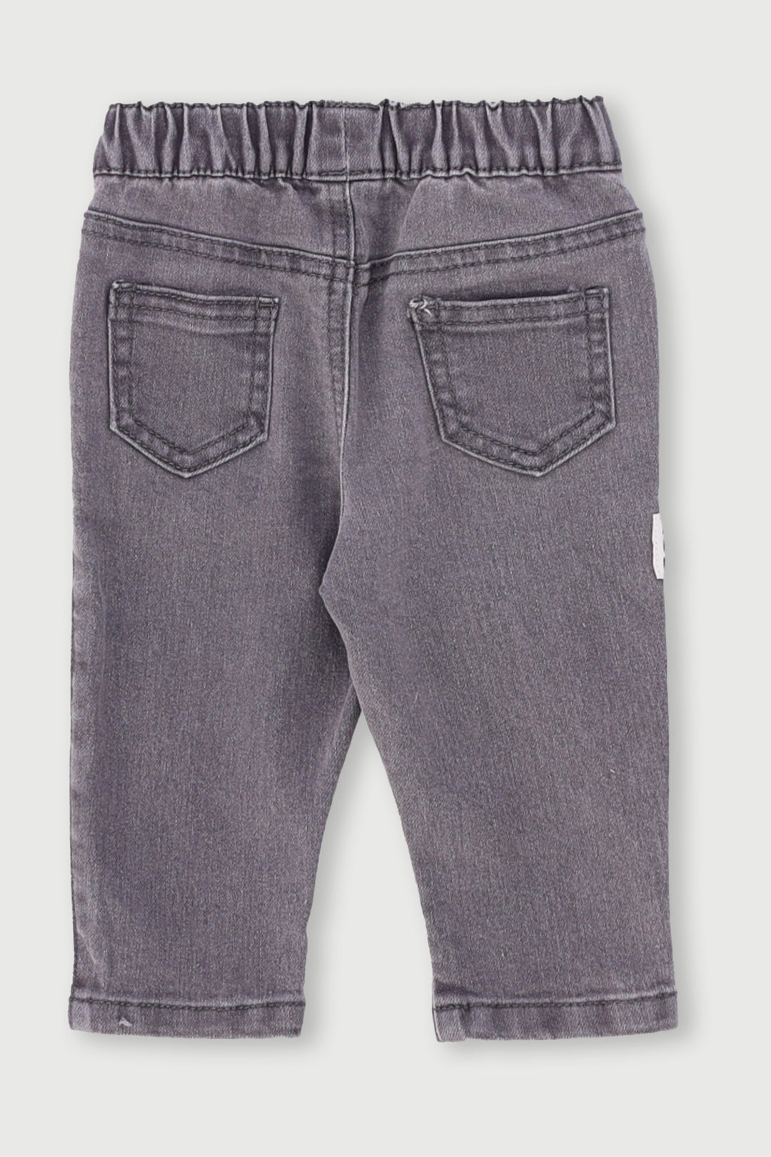 Baby Boys Woven Badge Plain Denim Jogger - Acid Wash