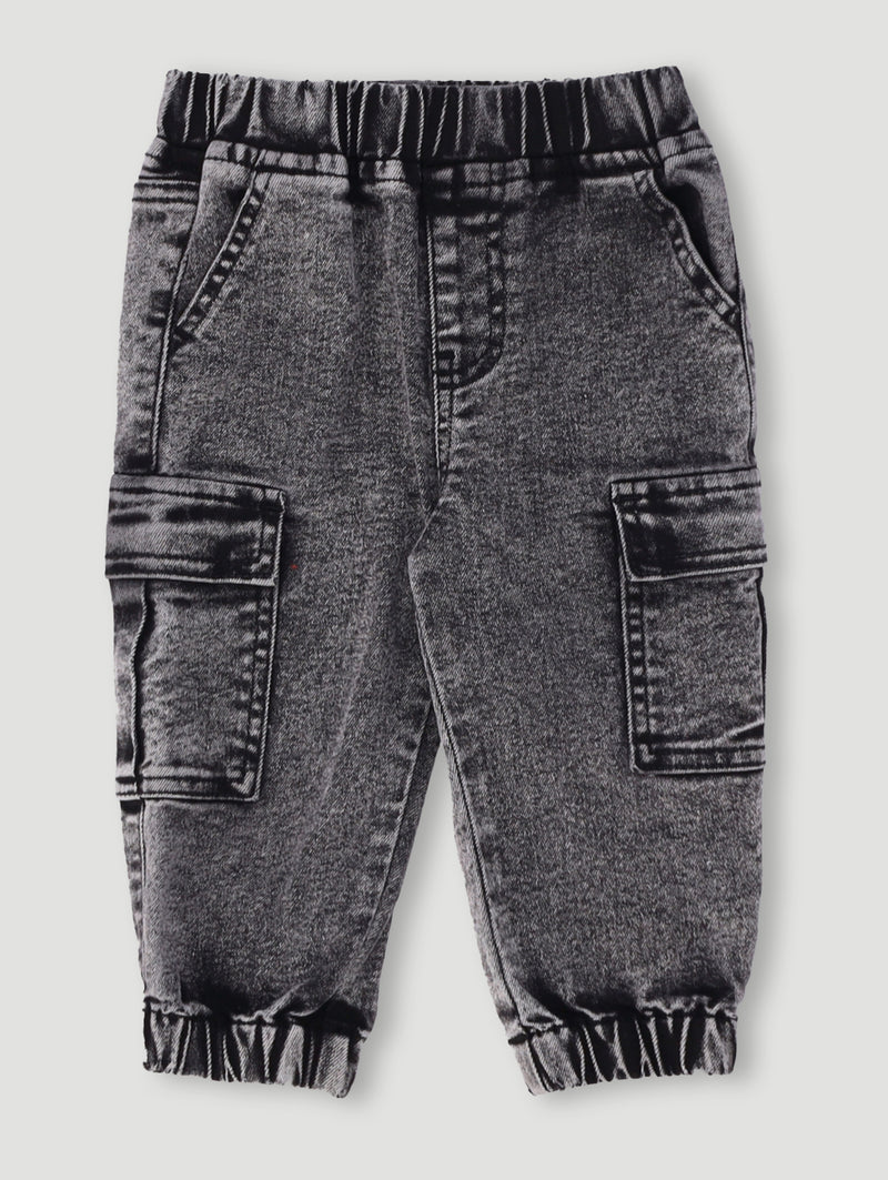 Baby Boys Denim Cargo Jogger - Acid Wash